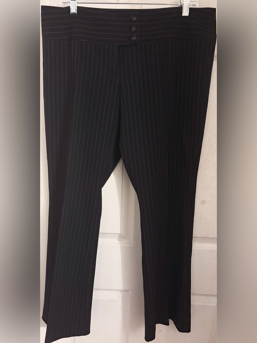 Vintage Benetton Pinstripe Pants High Waist, Black, Italian 48, US 14.